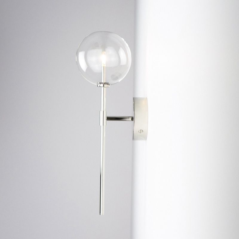 Schwung Dawn Single Polished Nickel Transparent Globe Wall Light